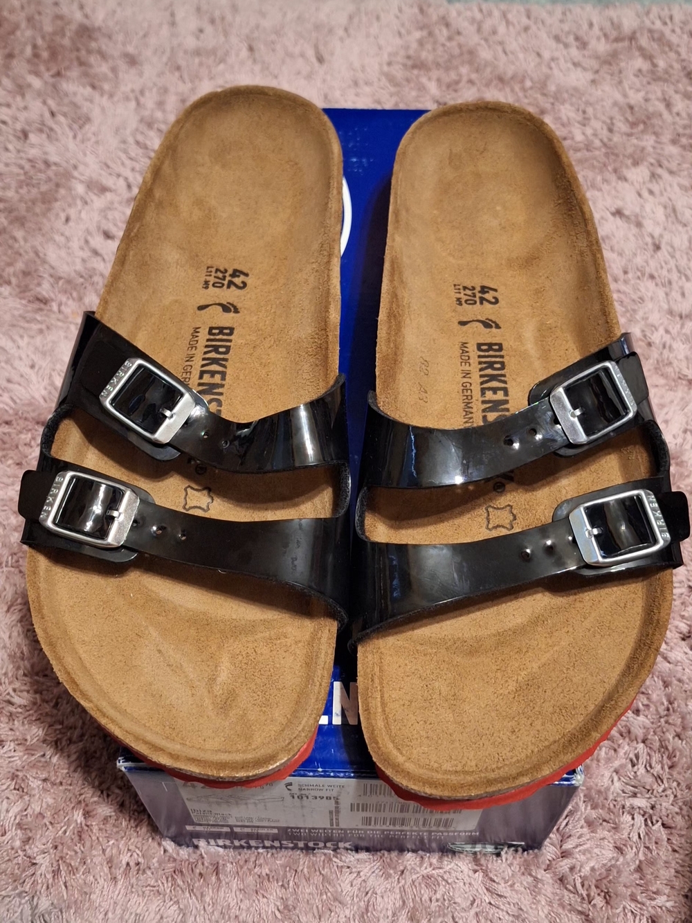 Birkenstock Arizona Patent Black Two-Strap Sandals ☆Size 42☆